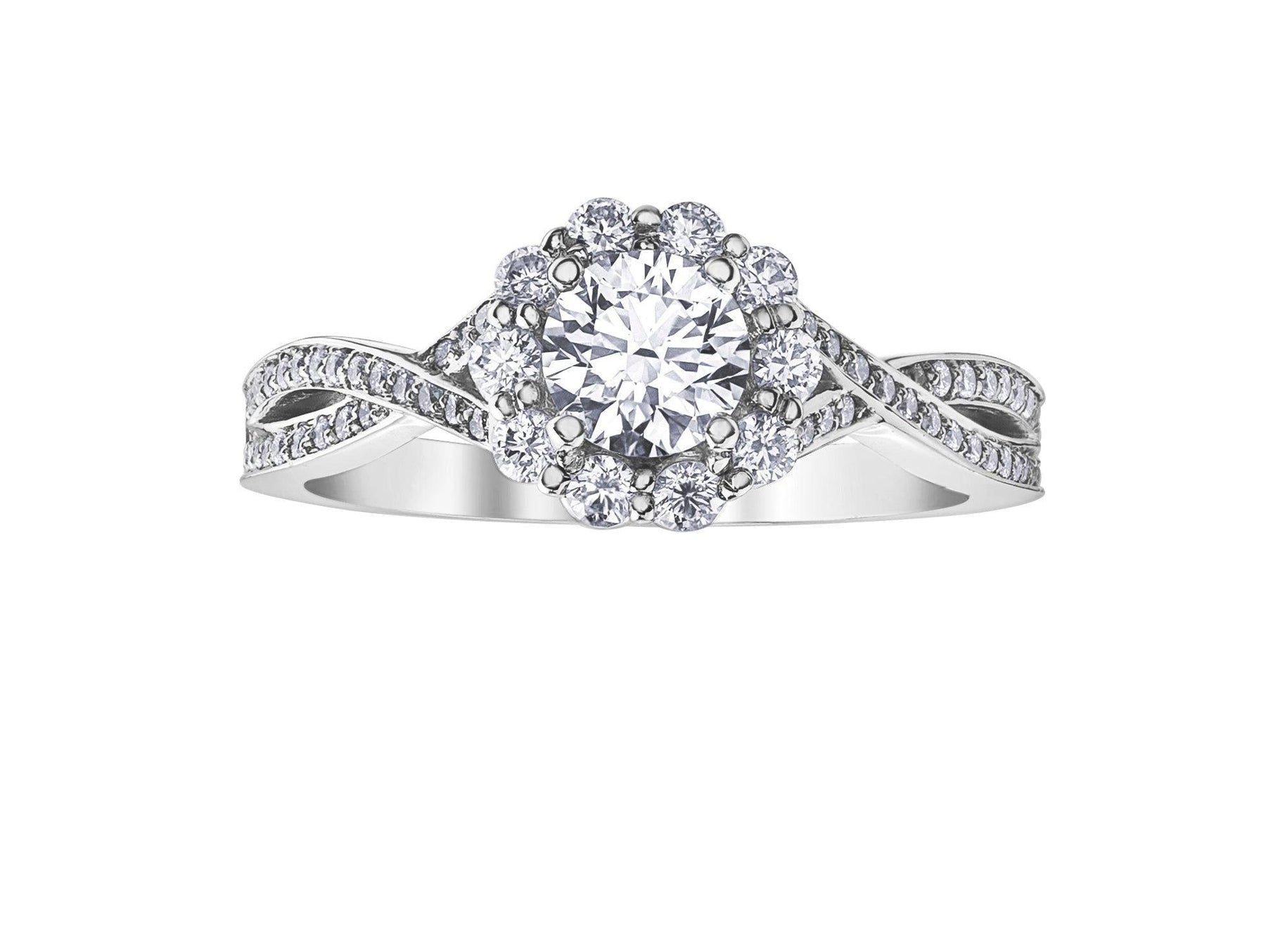 Maple Leaf Diamonds™ Love Letters Round Brilliant Cut Diamond Halo Engagement Ring in 18ct White Gold - Wallace Bishop