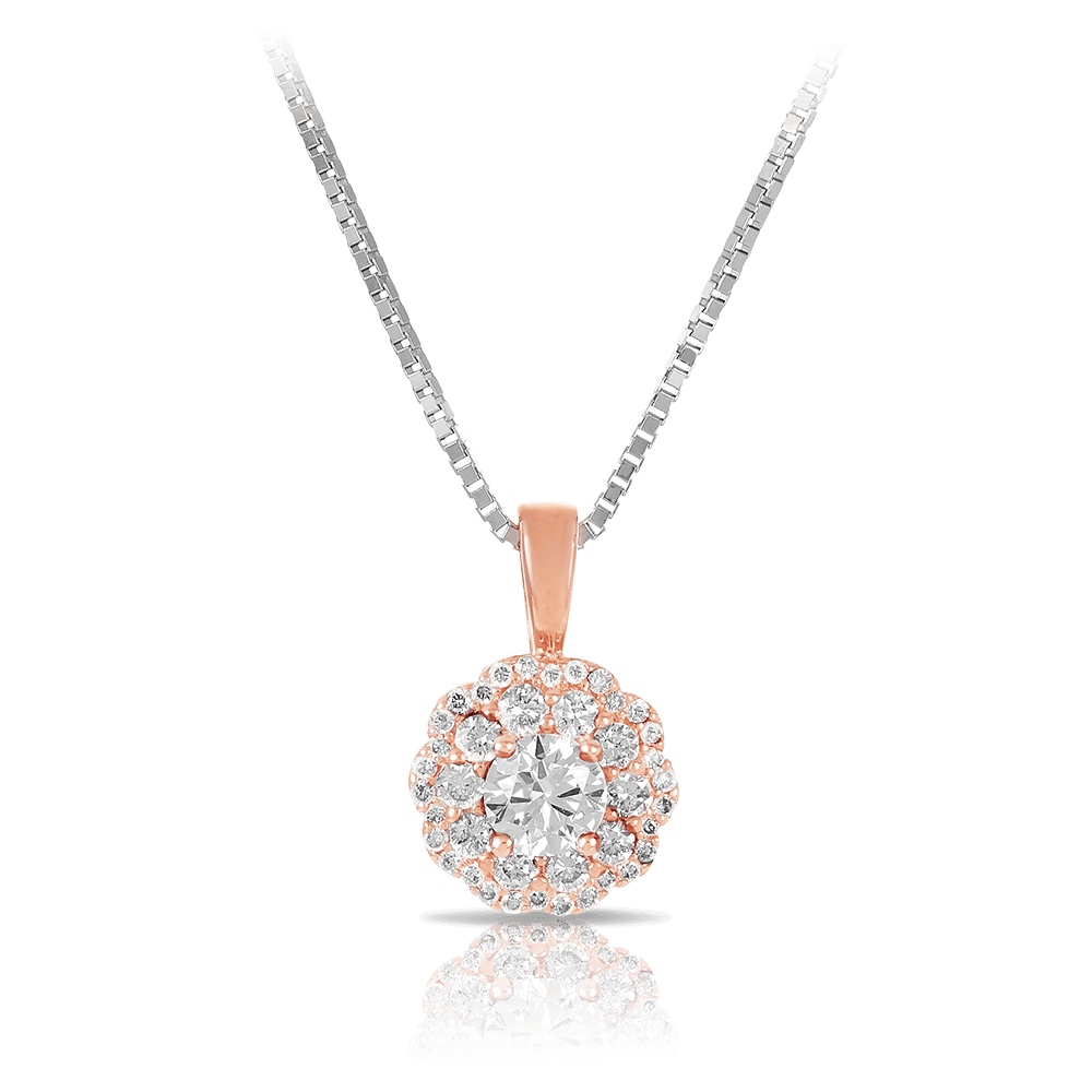 Maple Leaf Diamonds Pink Passion Diamond Flower Pendant in 18ct Rose Gold