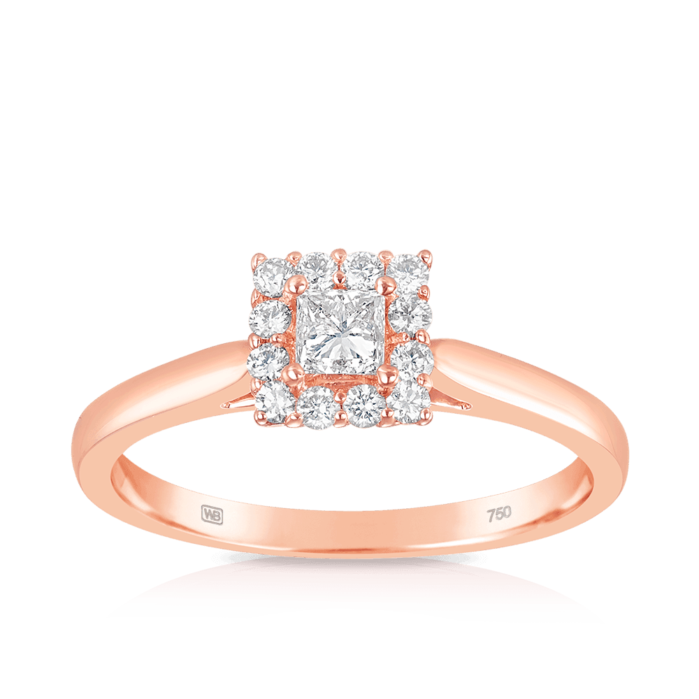 Princess cut diamond rose gold engagement rings discount