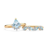 Marquise Aquamarine Diamond Ring in 9ct Yellow Gold
