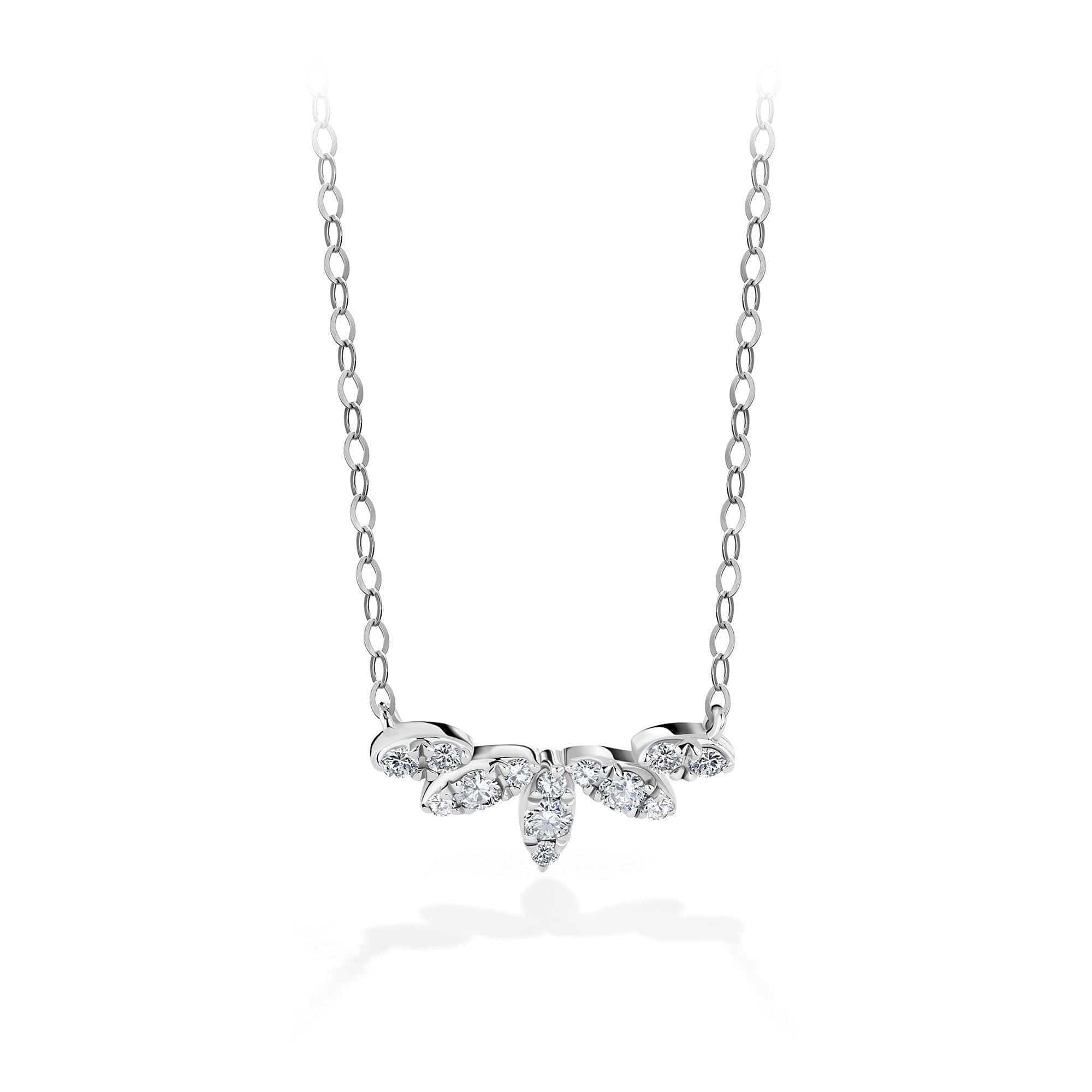 Marquise Round Diamond Necklace in 9ct White Gold