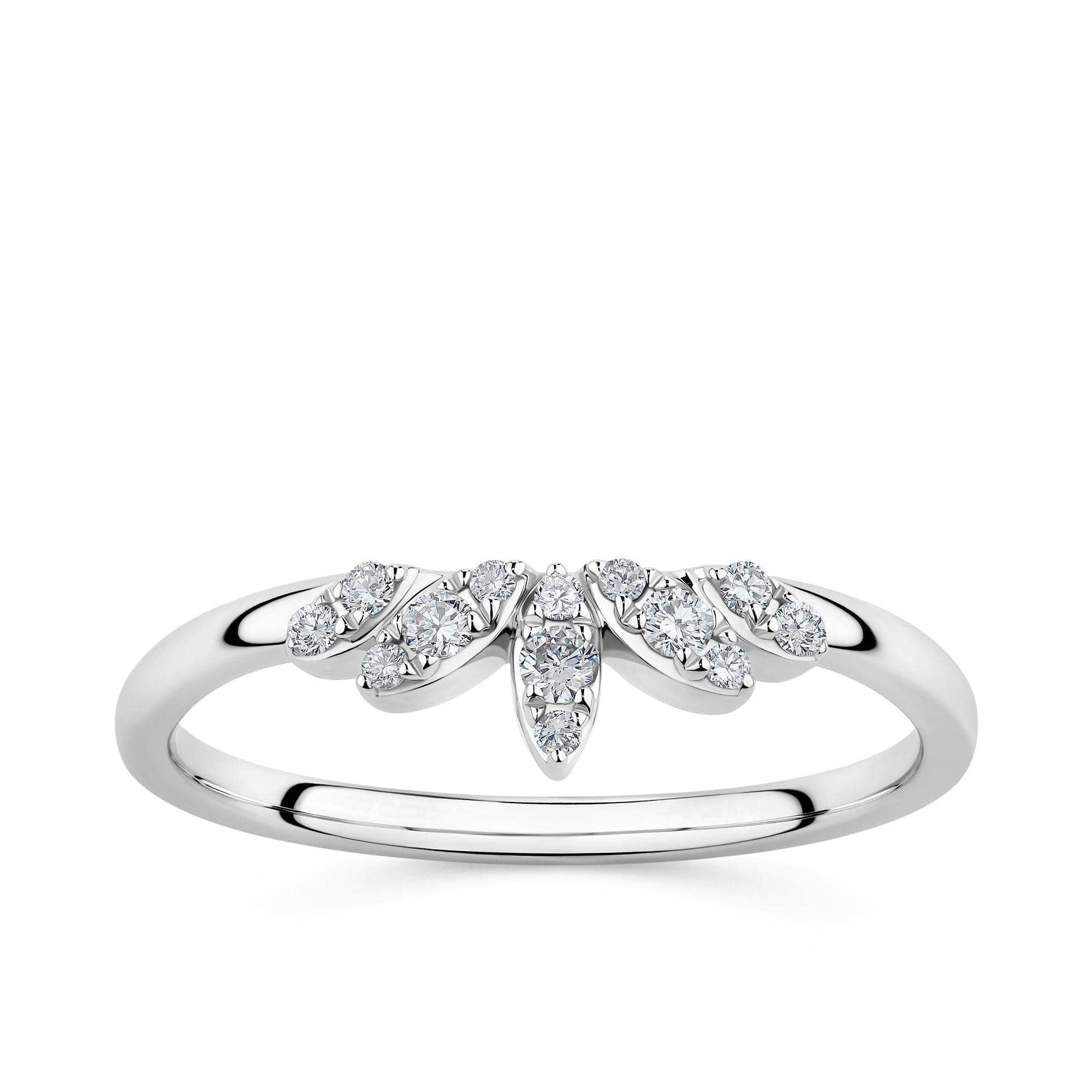 Marquise Round Diamond Ring in 9ct White Gold
