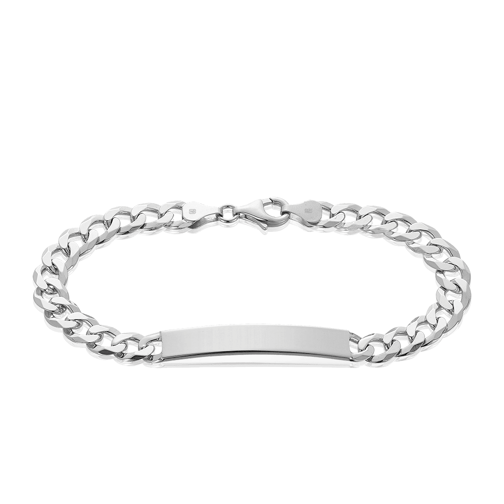 Men's 20cm ID Curb Bracelet in Sterling Silver - Wallace Bishop