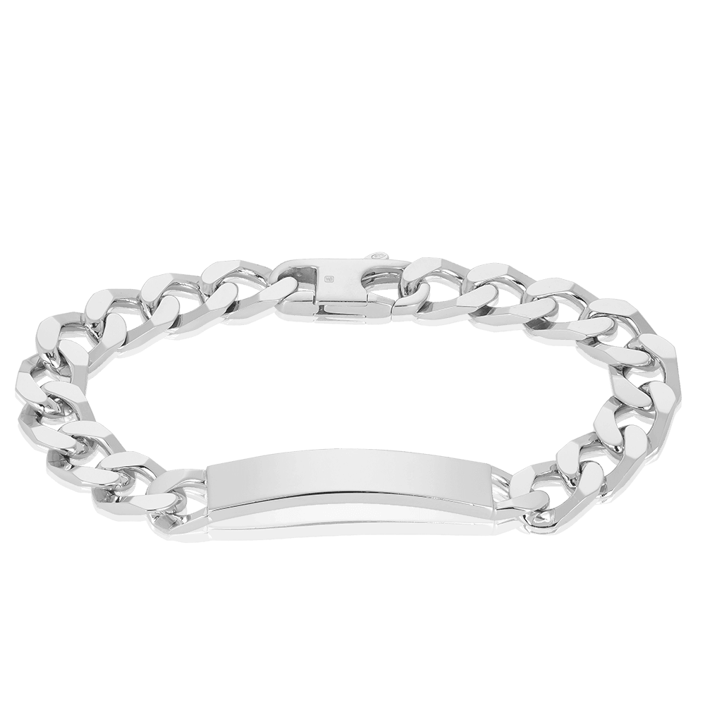 22cm Men's ID Curb Bracelet in Sterling Silver