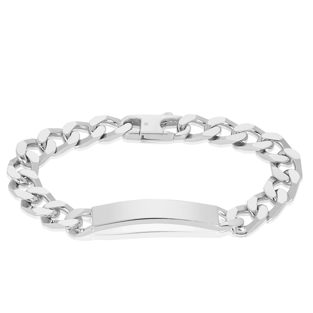 Men's 22cm ID Curb Bracelet in Sterling Silver - Wallace Bishop