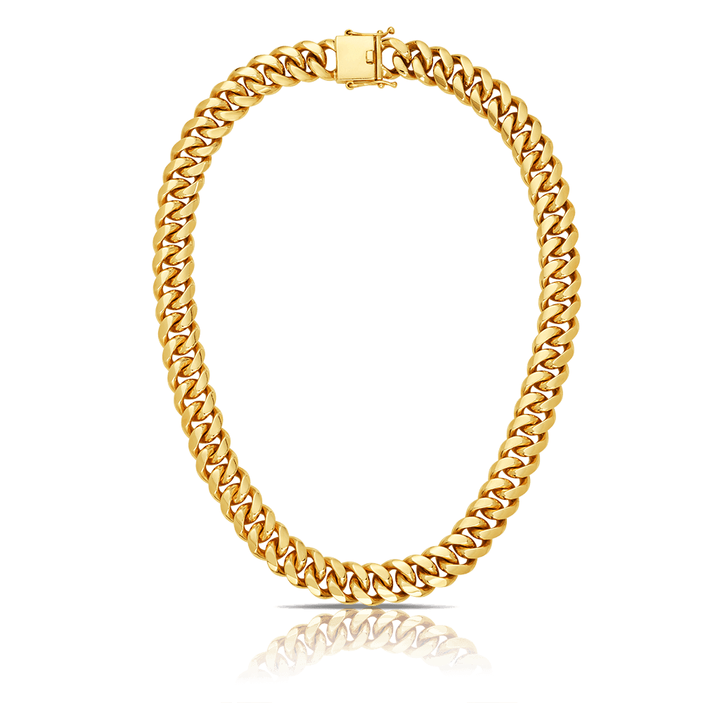 Men's Curb Polished Chain in 9ct Yellow Gold - Wallace Bishop