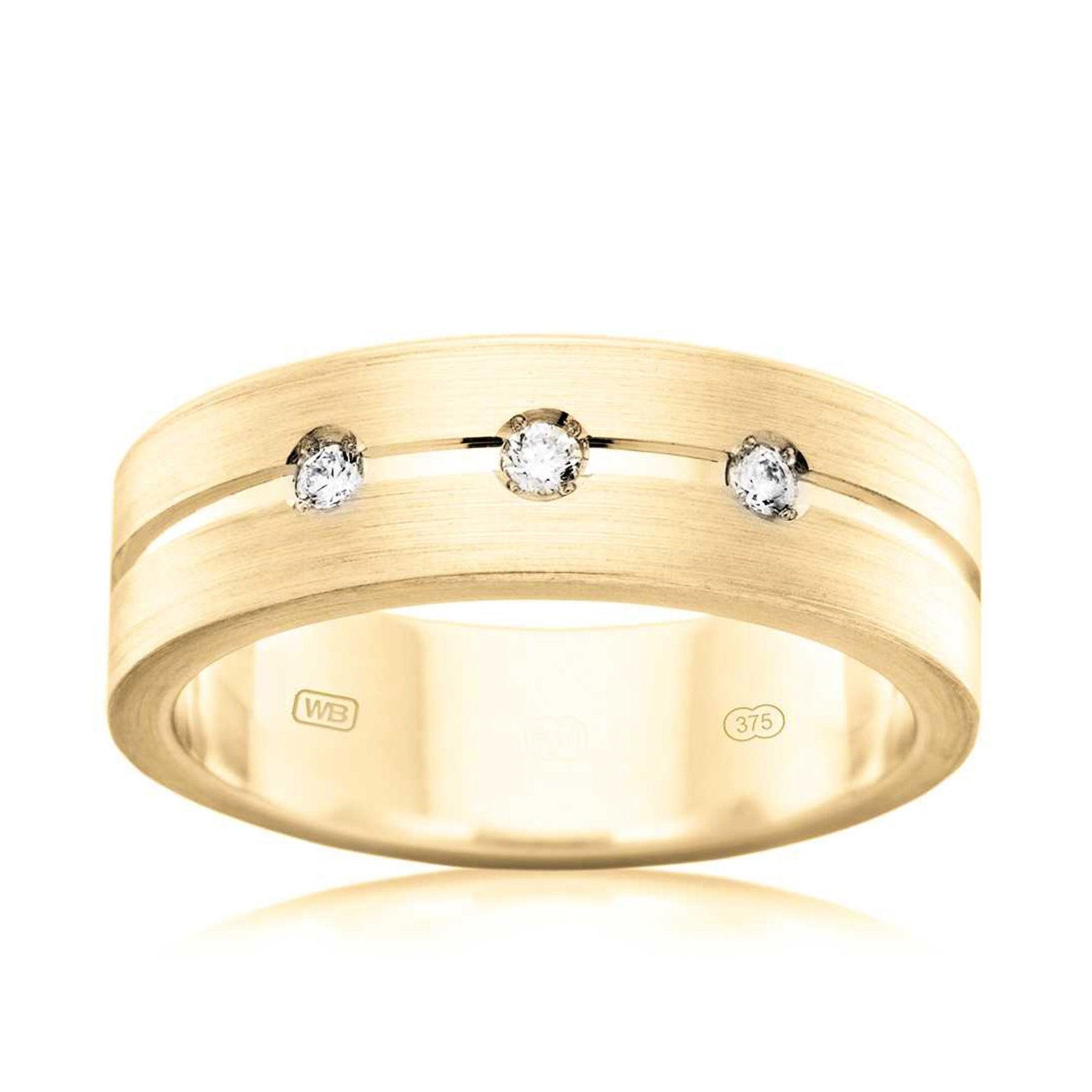 Men's Diamond Wedding Band in 9ct Yellow Gold TGW 0.09 - Wallace Bishop