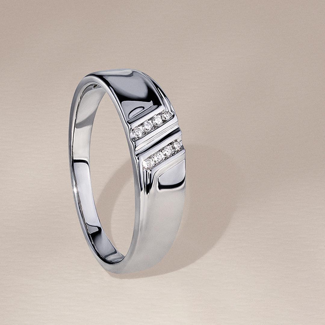 Men's Diamond Wedding Band in Sterling Silver TDW 0.05ct - Wallace Bishop
