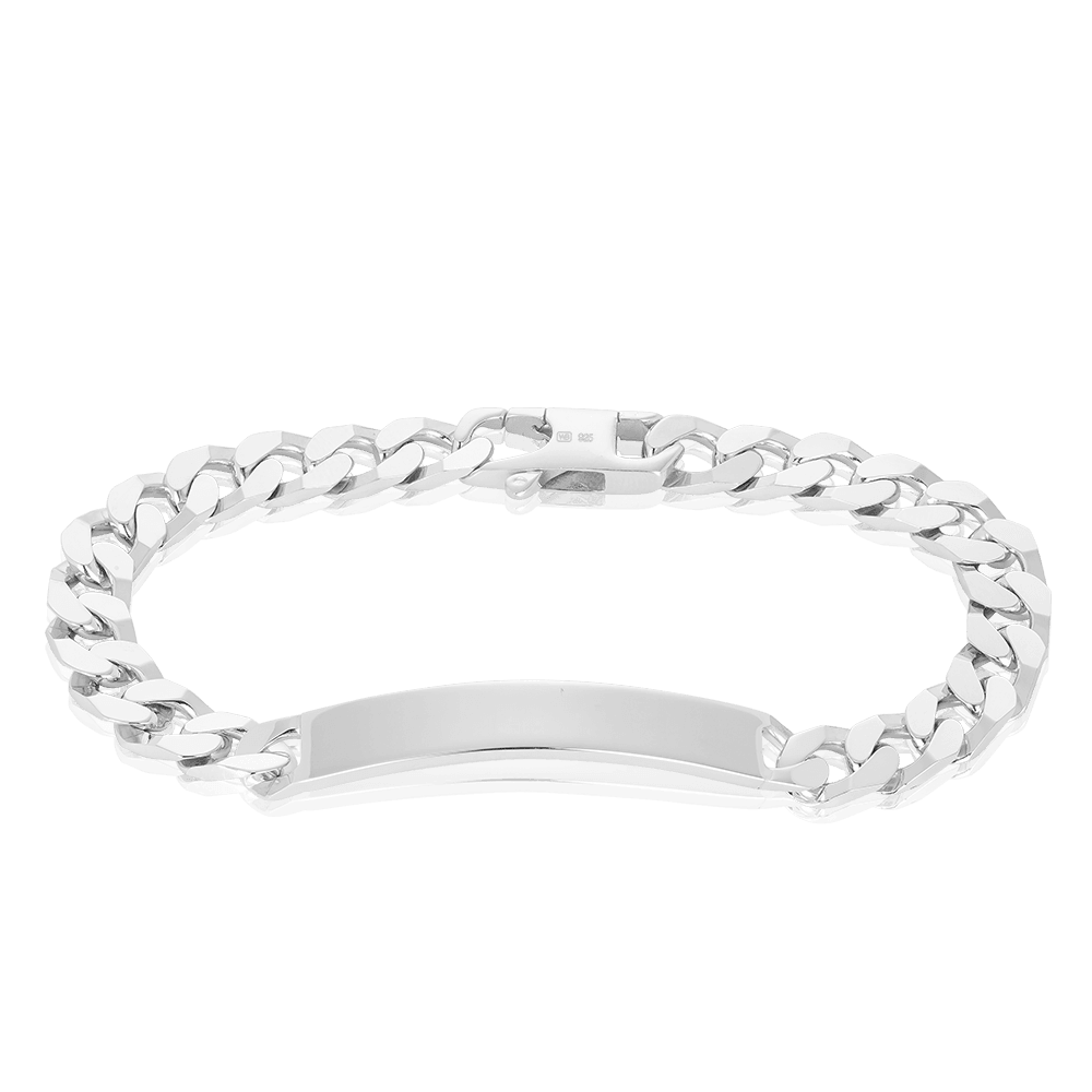 Men's ID Curb Bracelet in Sterling Silver