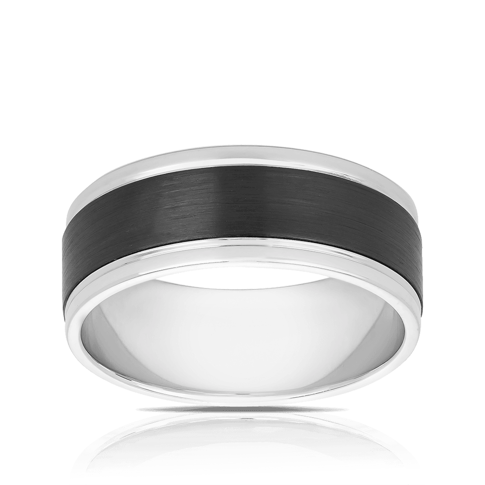 Ezi Wedding Ring in Zirconium and 9ct White Gold