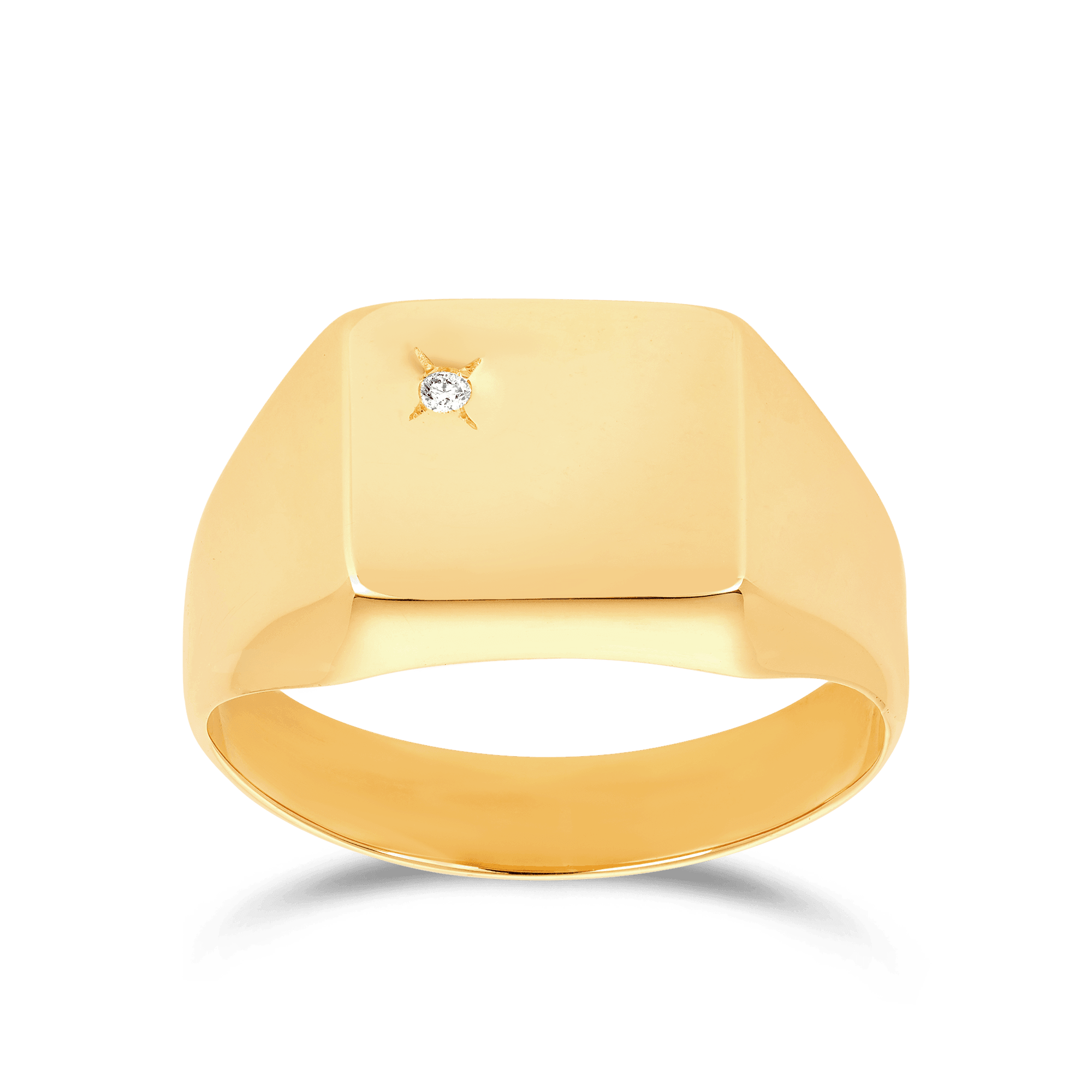 Men's Signet Cubic Zirconia Polished Ring in 9ct Yellow Gold