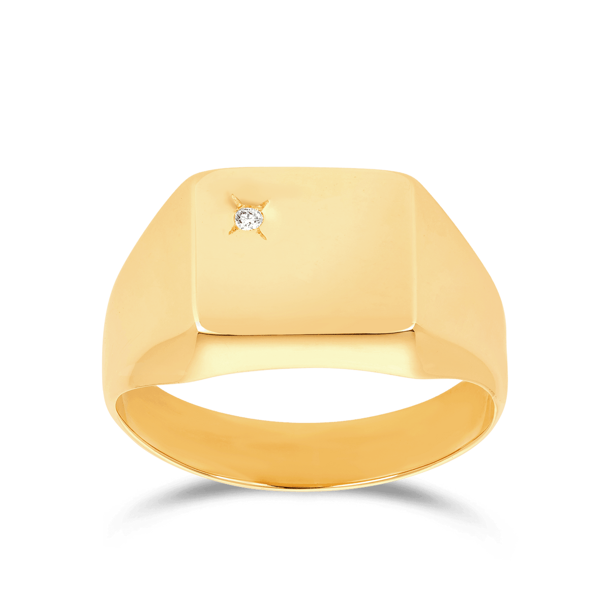 Men's Signet Cubic Zirconia Polished Ring in 9ct Yellow Gold - Wallace Bishop