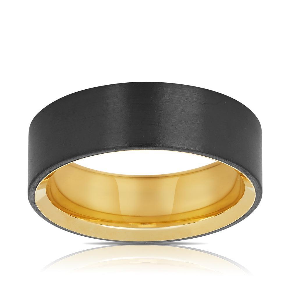 Men's Wedding Band in Zirconium & 9ct Yellow Gold - Wallace Bishop