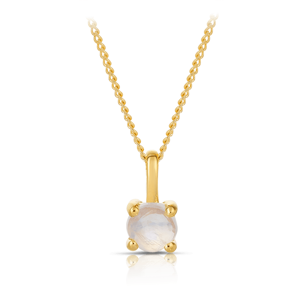 Moonstone Round Pendant in 9ct Yellow Gold
