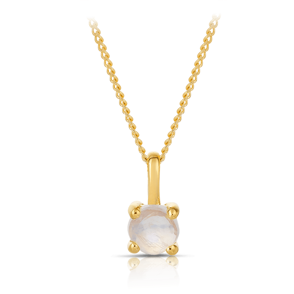 Moonstone Round Pendant in 9ct Yellow Gold - Wallace Bishop