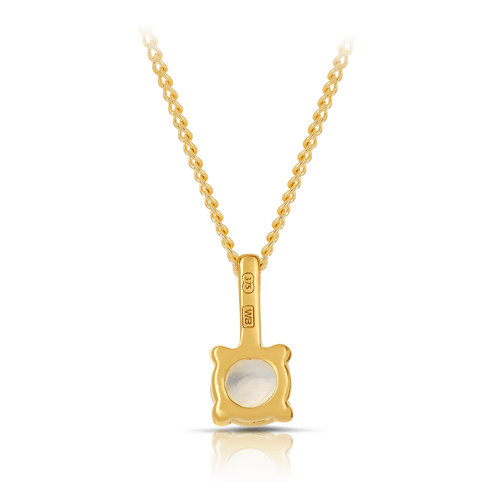 Moonstone Round Pendant in 9ct Yellow Gold
