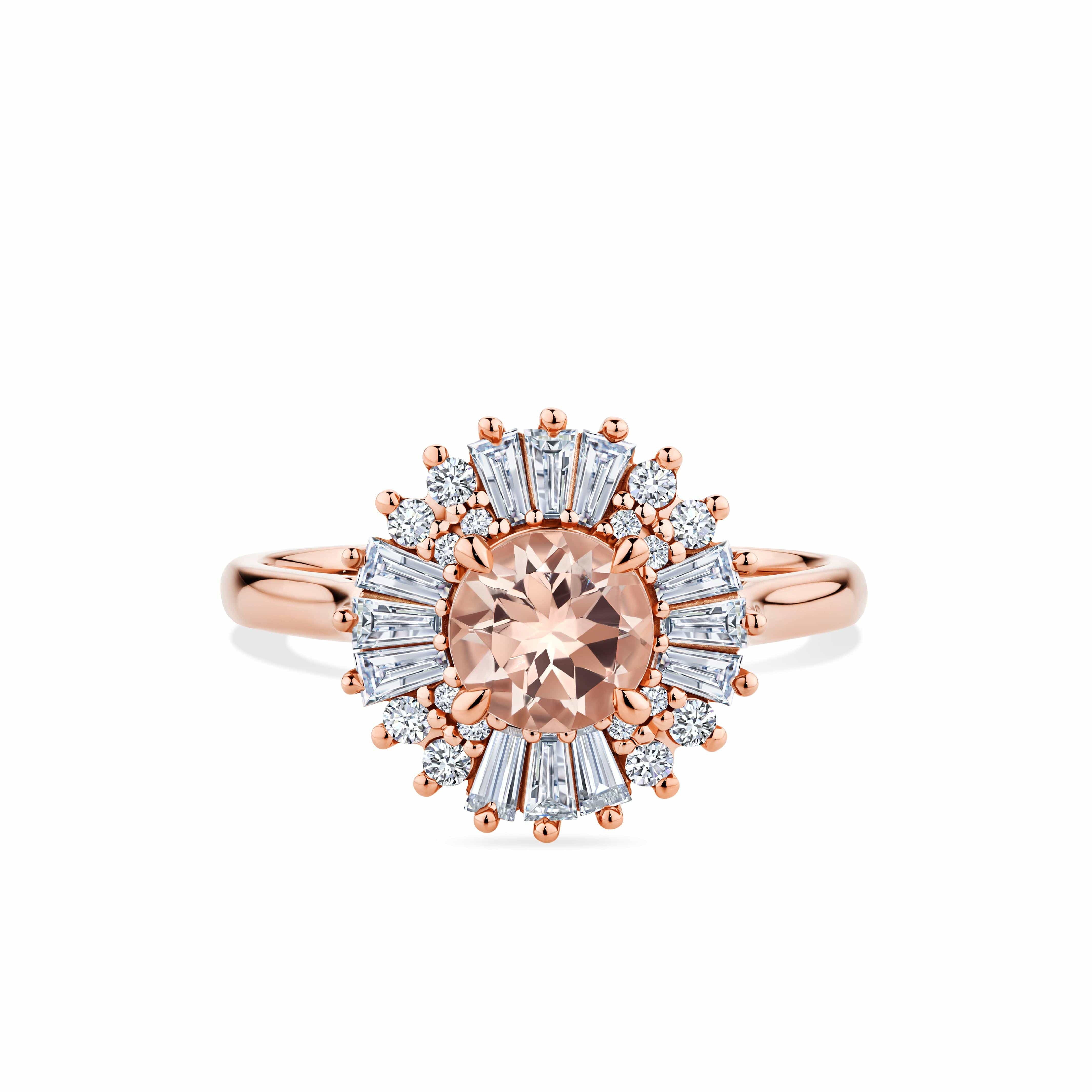 Morganite & 0.50ct TW Diamond Ballerina Ring in 9ct Rose Gold