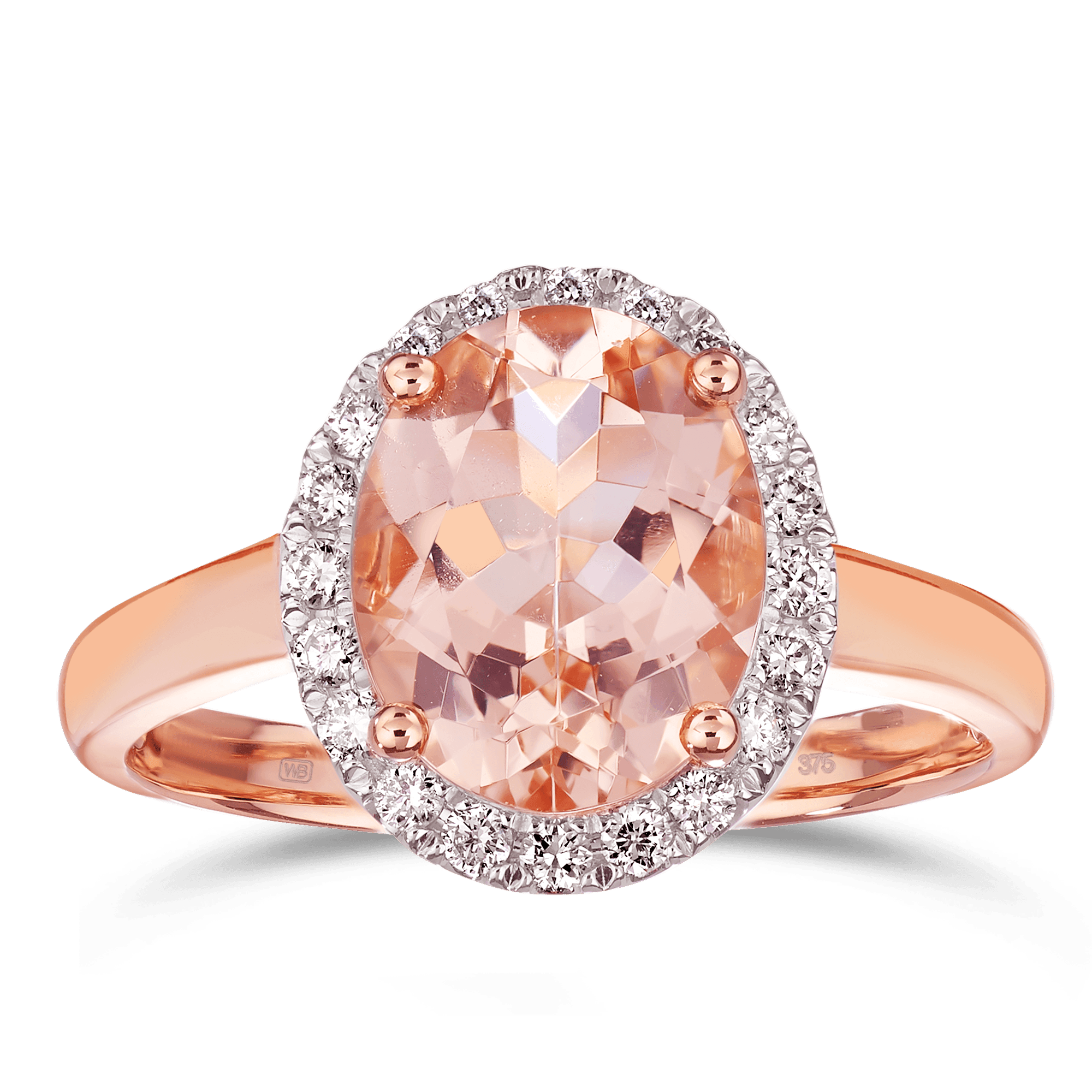 Morganite & Diamond Dress Ring in 9ct Rose Gold