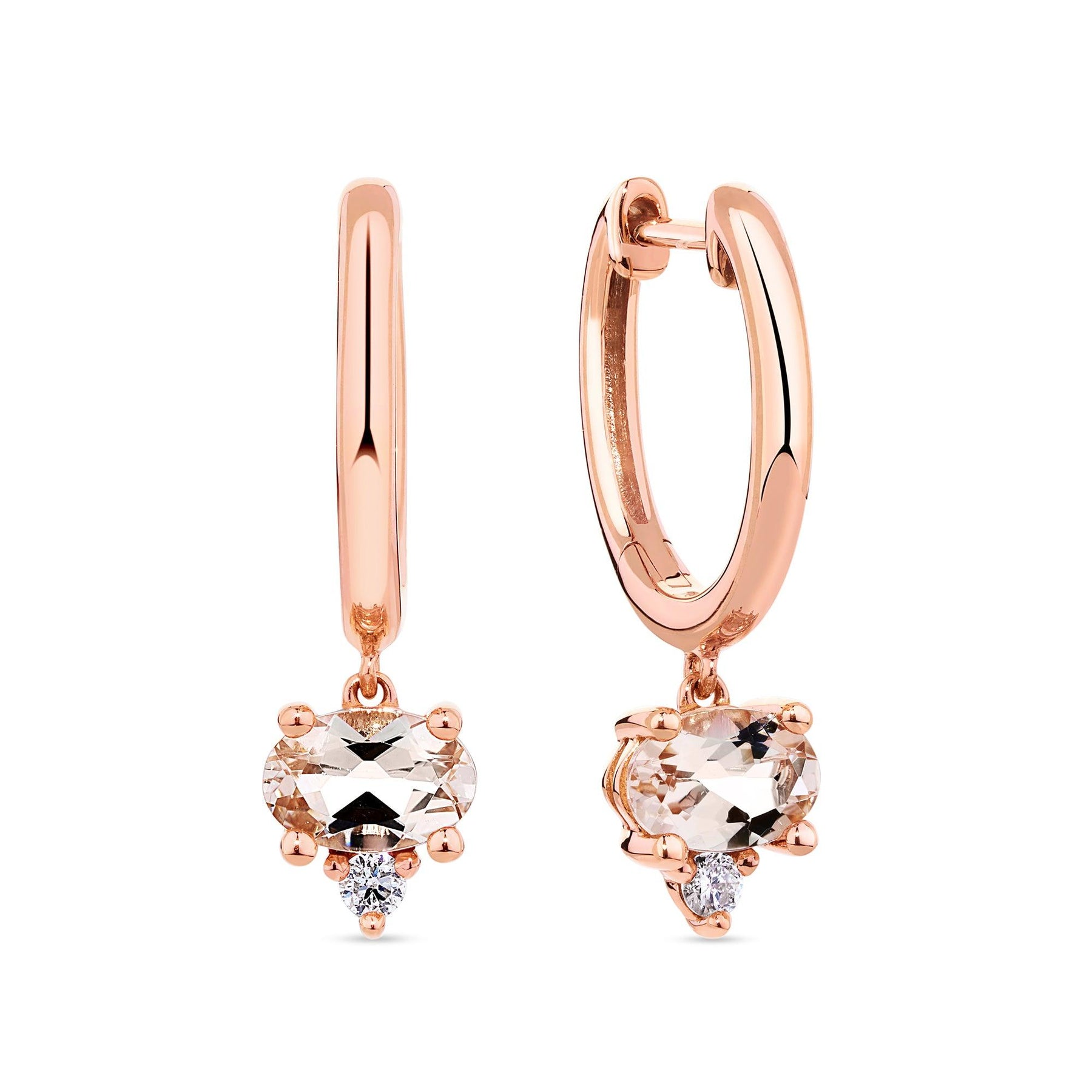 Morganite & Diamond Drop Earrings in 9ct Rose Gold - Wallace Bishop