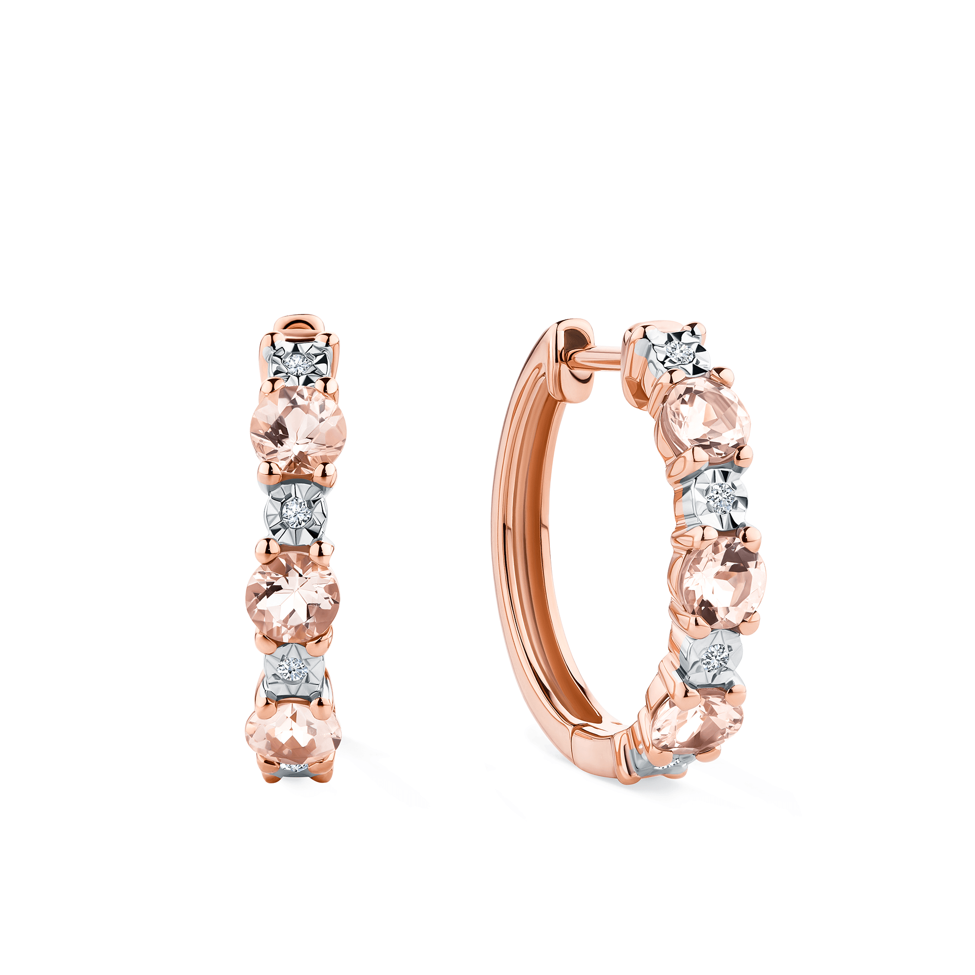 Morganite Diamond Earrings in 9ct Rose Gold