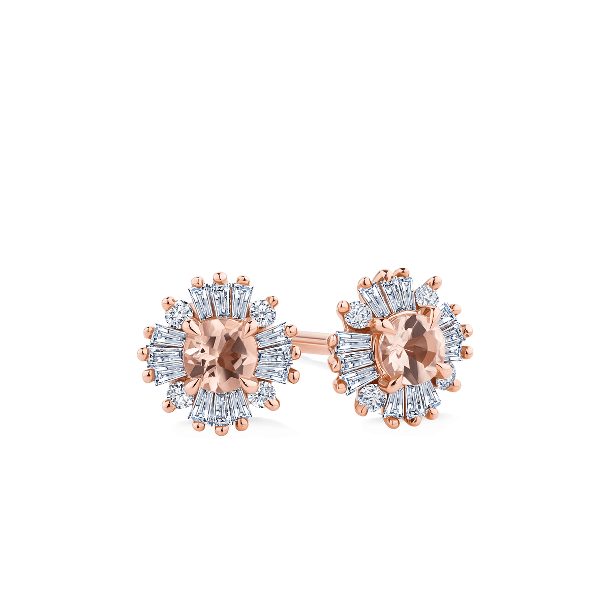 Morganite & Diamond Halo Stud Earrings in 9ct Rose Gold - Wallace Bishop