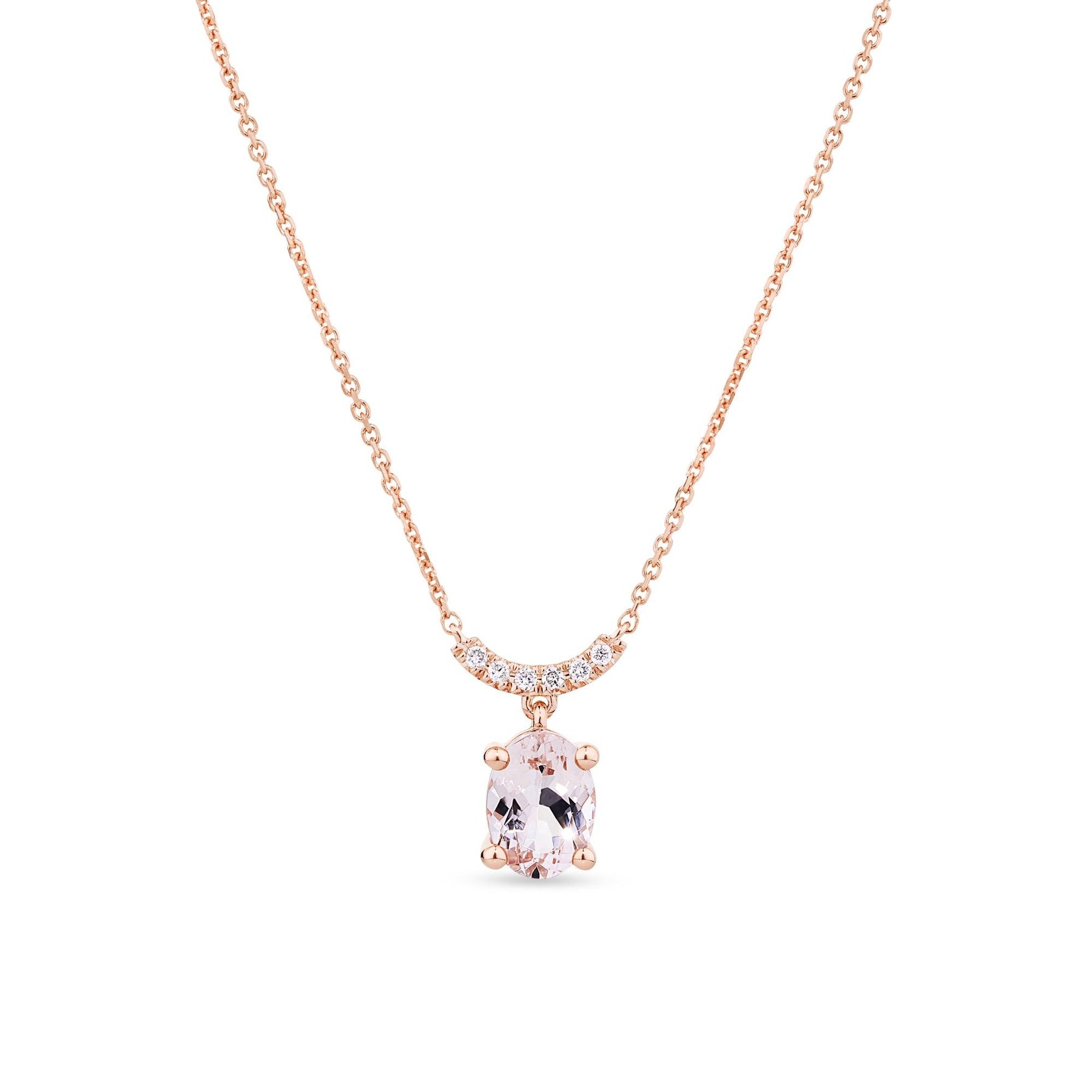 Morganite & Diamond Necklace in 9ct Rose Gold - Wallace Bishop