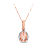 Morganite & Diamond Pendant in 9ct Rose Gold