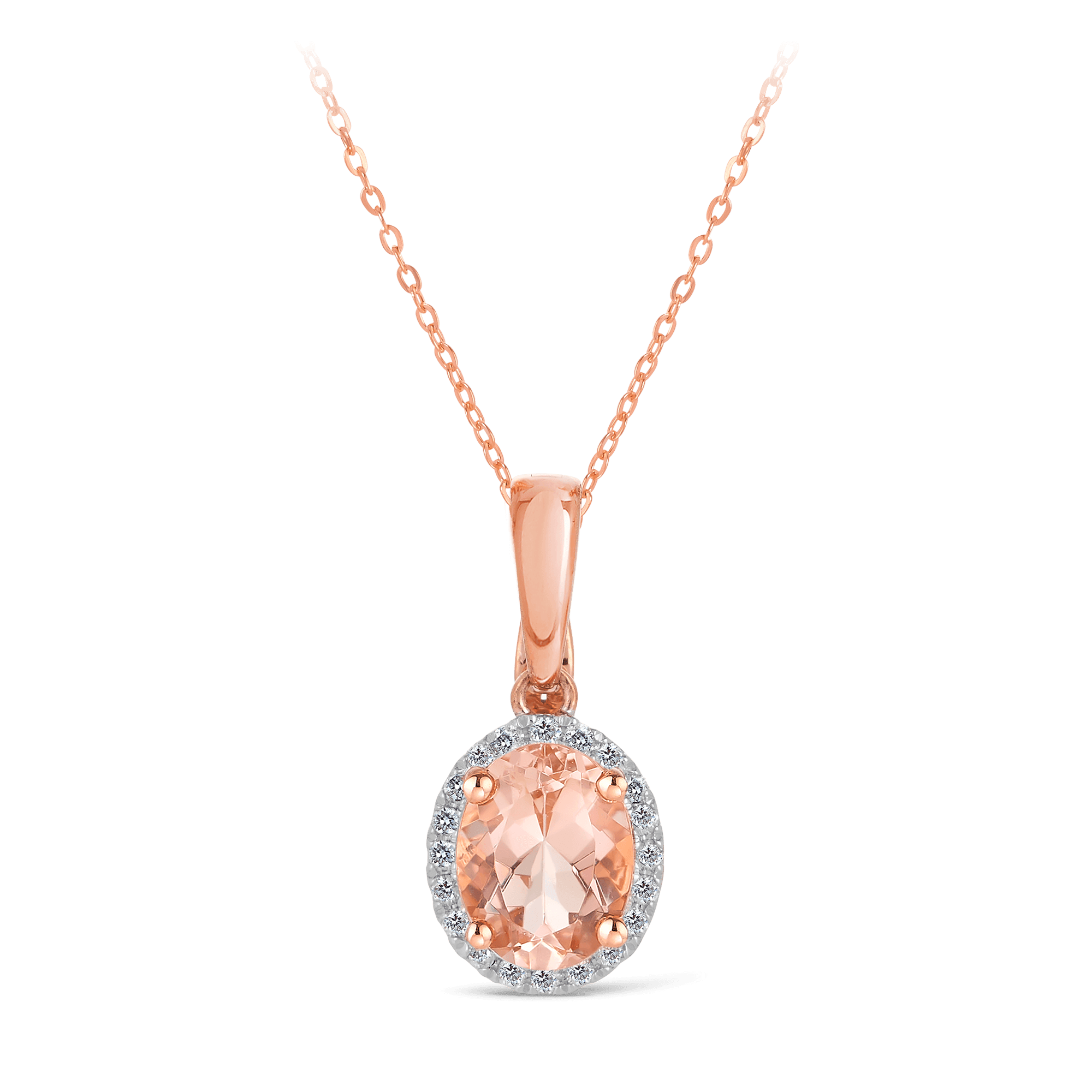Morganite & Diamond Pendant in 9ct Rose Gold