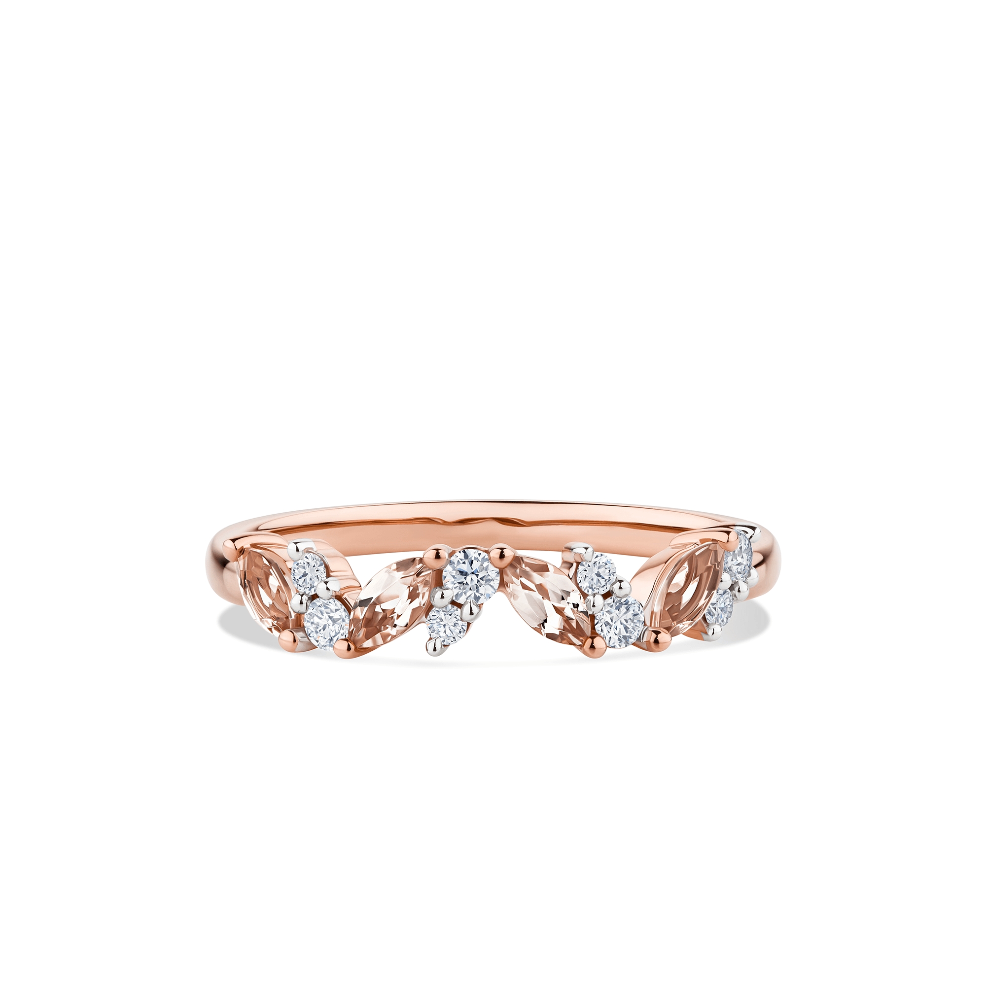 Morganite & 0.15ct TW Diamond Ring in 9ct Rose Gold