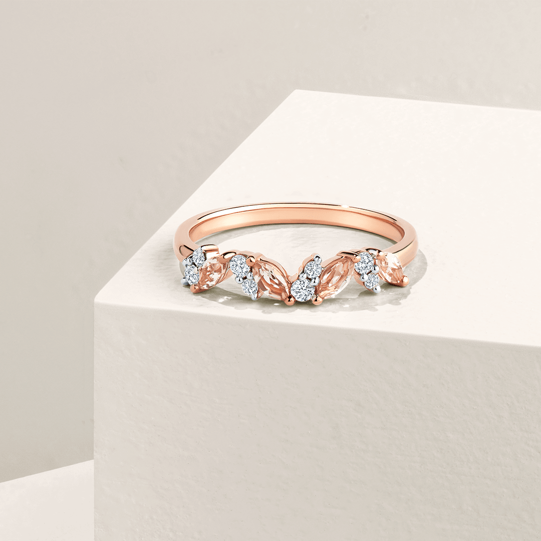 Morganite & Diamond Ring in 9ct Rose Gold - Wallace Bishop