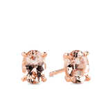 Morganite Oval Claw Set Stud Earrings in 9ct Rose Gold - Wallace Bishop