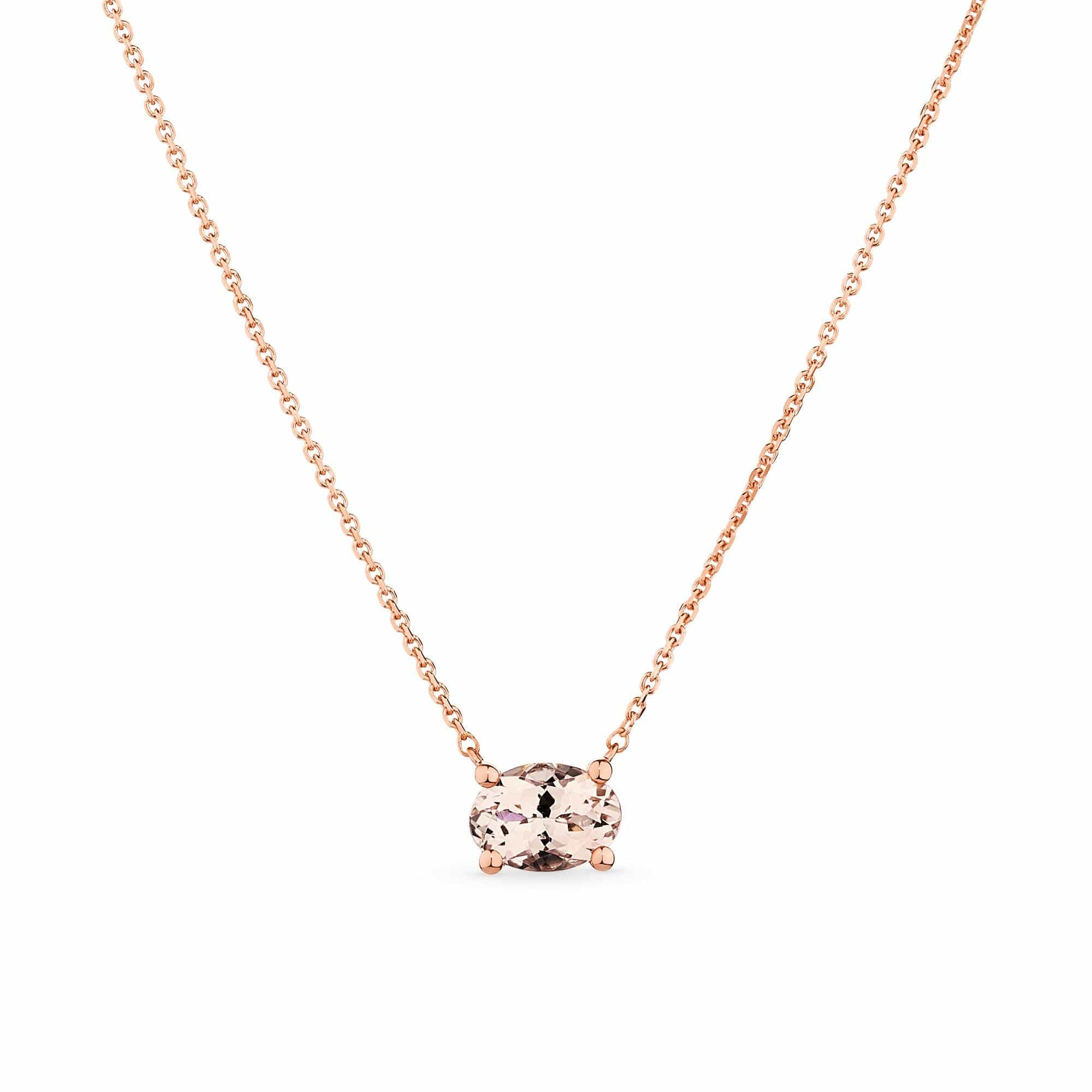 Morganite Oval Necklace in 9ct Rose Gold