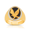 Onyx & Diamond Eagle Signet Ring in 9ct Yellow Gold