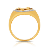 Onyx & Diamond Eagle Signet Ring in 9ct Yellow Gold