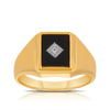 Onyx & Diamond Rectangular Ring in 9ct Yellow Gold