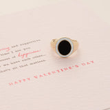 Onyx & Diamond Signet Ring in 9ct Yellow Gold