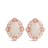 Opal and Diamond Oval Earrings in 9ct Rose Gold
