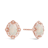 Opal and Diamond Oval Earrings in 9ct Rose Gold