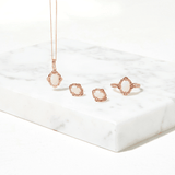 Opal and Diamond Oval Earrings in 9ct Rose Gold