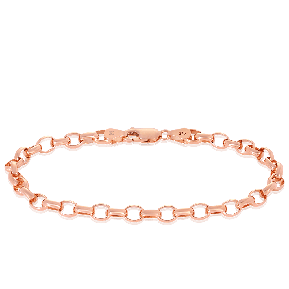 Oval Belcher Bracelet in 9ct Rose Gold