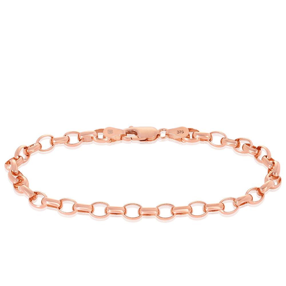 Oval Belcher Bracelet in 9ct Rose Gold - Wallace Bishop