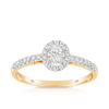 Oval Cut Diamond Halo Engagement Ring set in 9ct Yellow Gold - Wallace Bishop