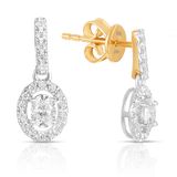 Oval Diamond Drop Earrings in 9ct Yellow and White Gold TGW 0.50ct - Wallace Bishop