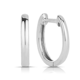Oval Shaped Huggie Hoop Earrings in 9ct White Gold
