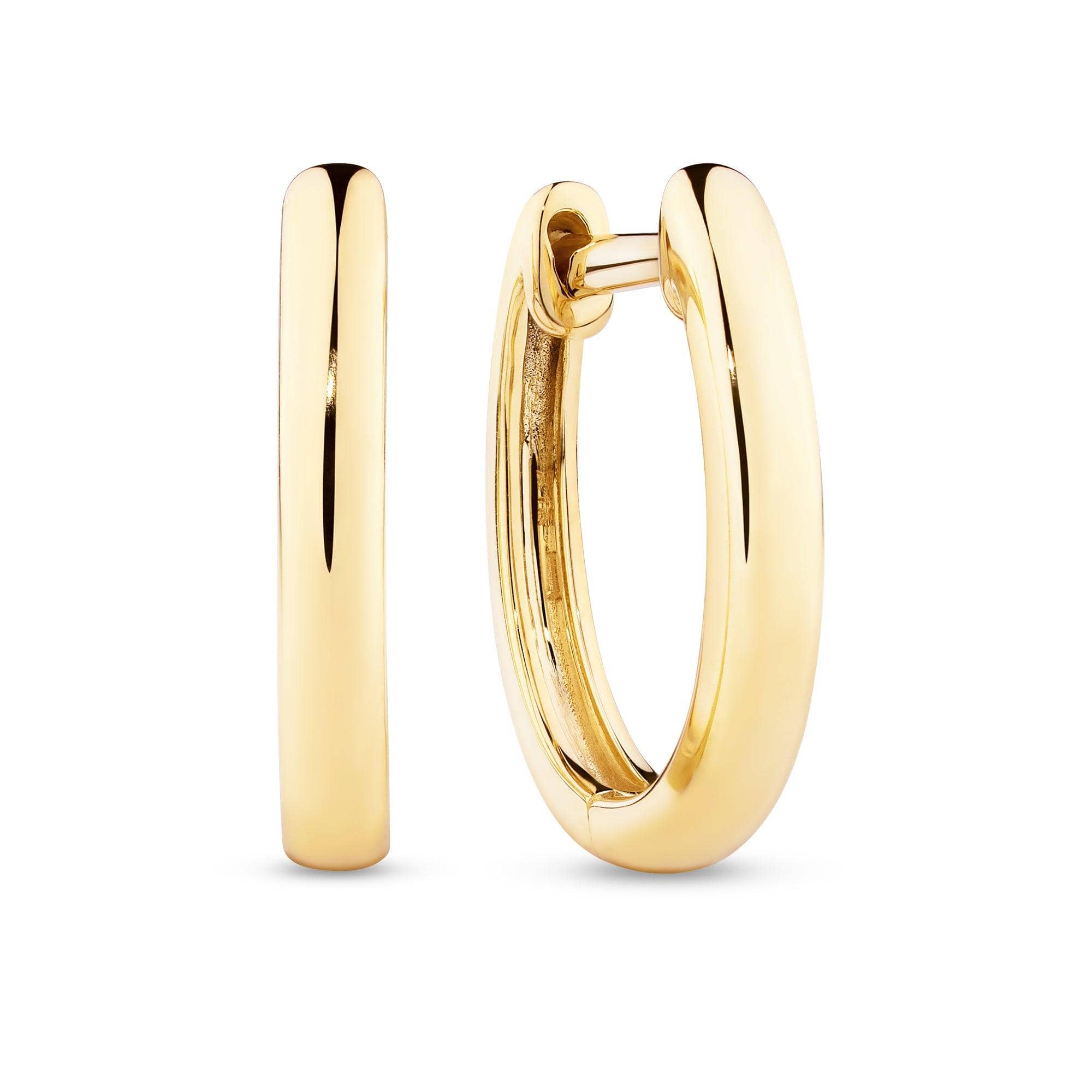 Oval Shaped Huggie Hoop Earrings in 9ct Yellow Gold