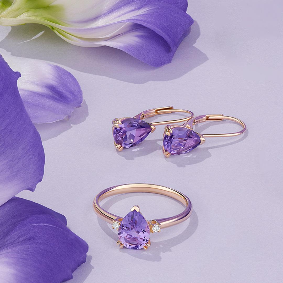 1.13ct TGW Purple Amethyst Ring in 9ct Yellow Gold