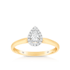 0.30ct TW Pear Cut Diamond Halo Engagement Ring in 9ct Yellow Gold