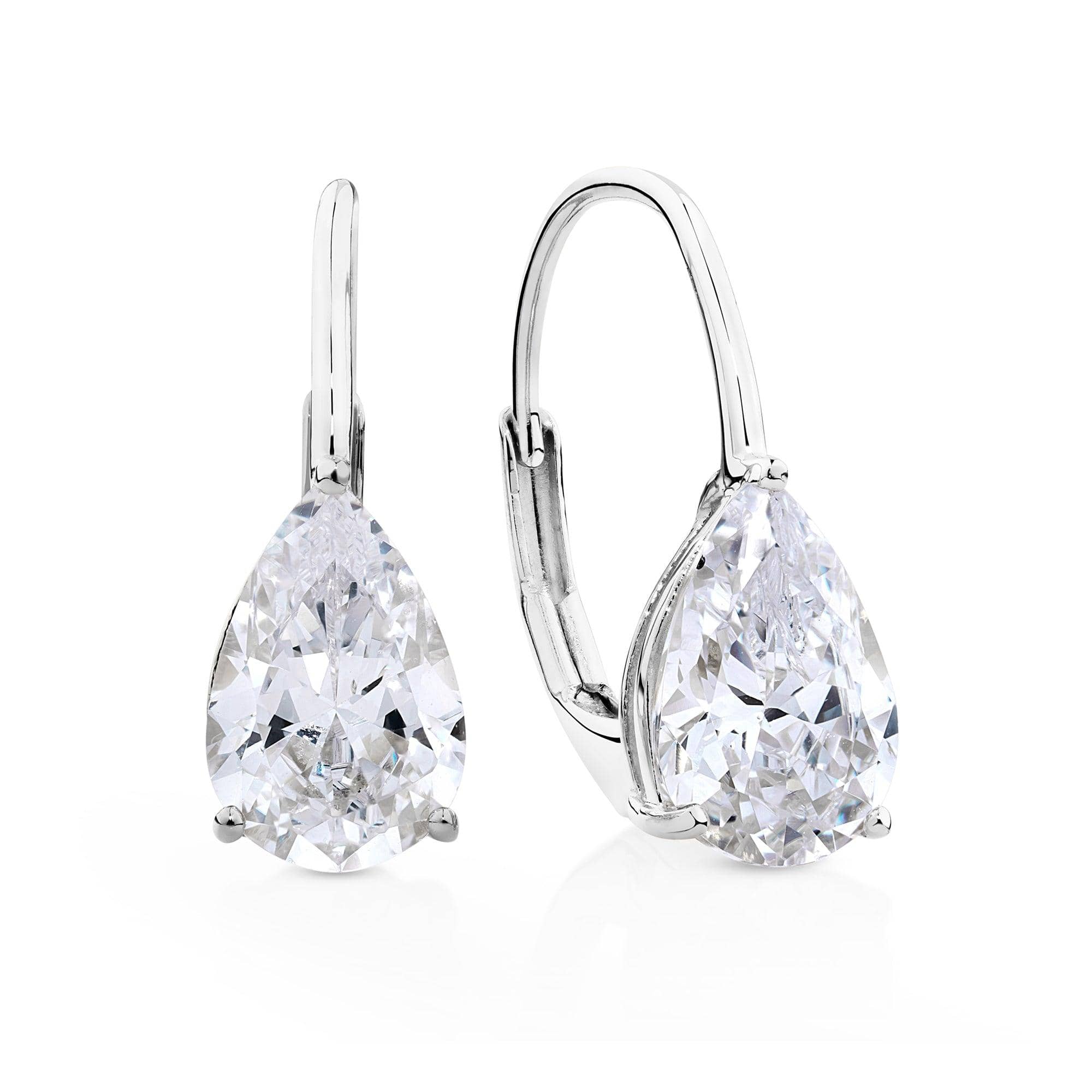 Pear Shaped Cubic Zirconia Earrings in Sterling Silver