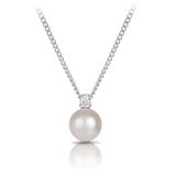 Pearl & Cubic Zirconia Pendant in Sterling Silver
