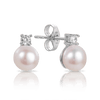 Pearl and Cubic Zirconia Studs in Sterling Silver - Wallace Bishop